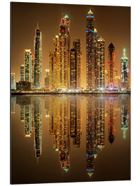 Aluminium print Lighting the Dubai Marina Bay