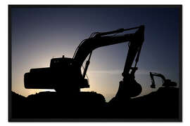 Gerahmter Kunstdruck Zwei Bagger