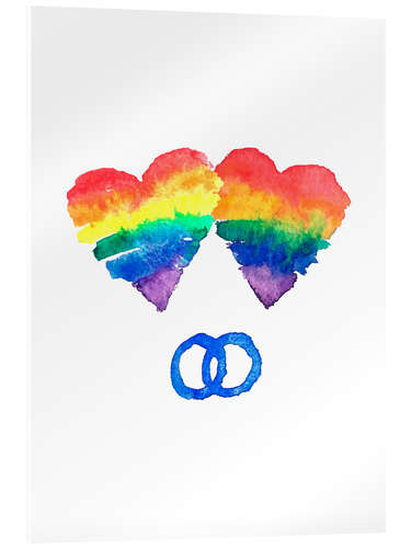 Tableau en verre acrylique Amour arc-en-ciel