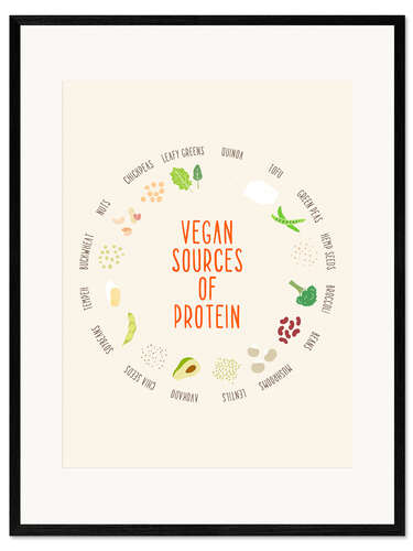 Plakat artystyczny premium w ramie vegan sources of protein