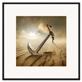 Inramat konsttryck Anchor in the desert