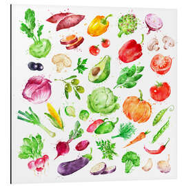 Aluminiumtavla Fruits and vegetables watercolor