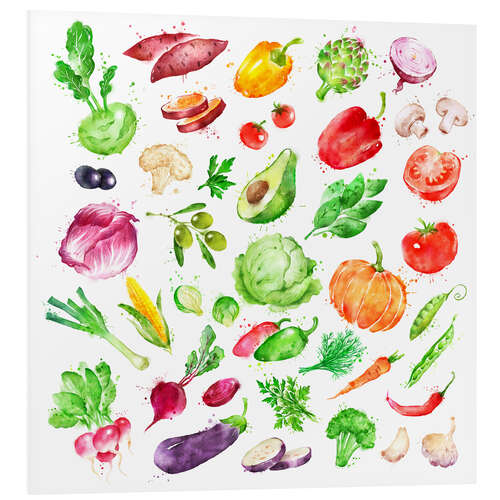 Foam board print Fruits and vegetables watercolor