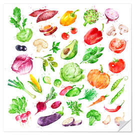 Wall sticker Fruits and vegetables watercolor