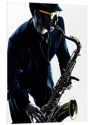 Foam board print saxophonist playing saxophone