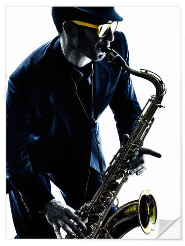 Selvklæbende plakat saxophonist playing saxophone