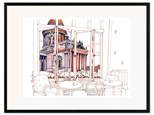 Gerahmter Kunstdruck Sankt-Petersburg-Fensteransicht über St. Isaac Cathedral