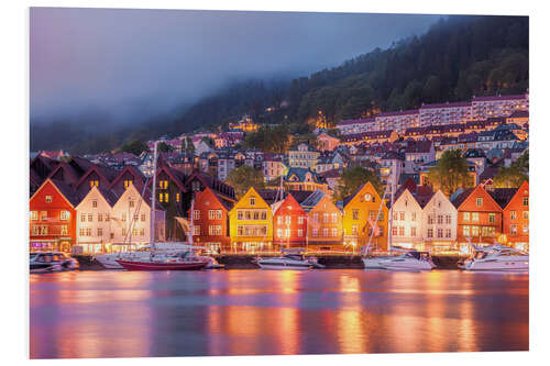 Hartschaumbild Berühmte Bryggen-Straße in Bergen, Norwegen