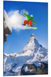 Magnettafel Snowboarder vor Matterhorn