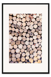 Gerahmter Kunstdruck Dekorativer Holzstapel