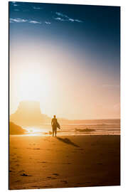 Magnettafel Silhouette eines Surfers am Strand
