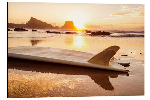 Tableau en aluminium Planches de surf à la plage