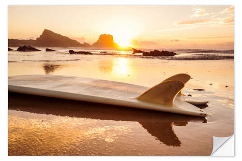 Selvklebende plakat Surfboards at the beach