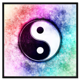 Gerahmter Kunstdruck Yin Yang - Sunset Over The Green Forest