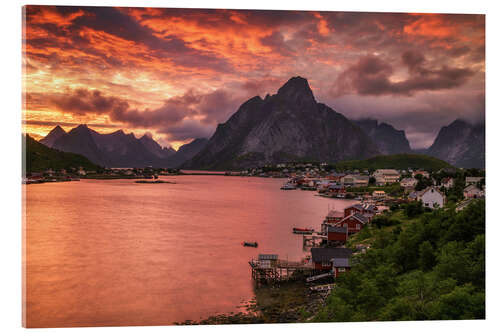 Acrylic print Lofoten sunset in Reine