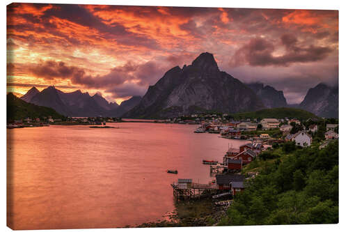 Tableau sur toile Lofoten sunset in Reine