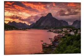 Magnettafel Lofoten Sonnenuntergang in Reine