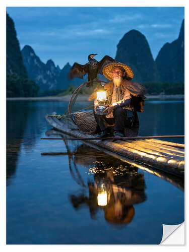 Autocolante decorativo Old cormorant fisherman in Guilin, China