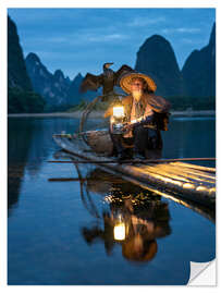 Autocolante decorativo Old cormorant fisherman in Guilin, China