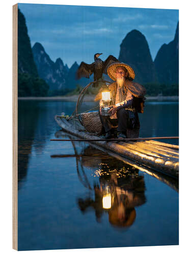 Quadro de madeira Old cormorant fisherman in Guilin, China