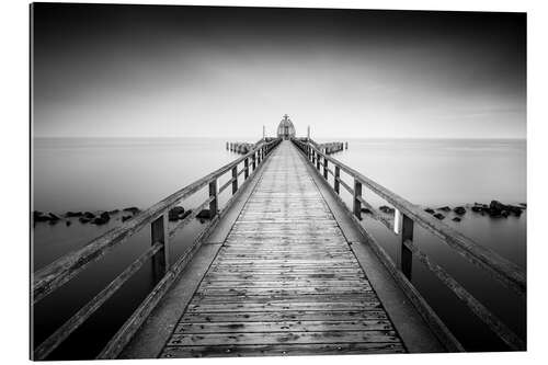 Quadro em plexi-alumínio Pier Sellin | black-white (Rügen / Baltic Sea)