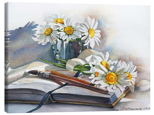 Leinwandbild Aquarell Kamille