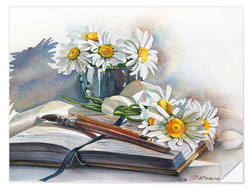 Selvklæbende plakat Watercolour Chamomile