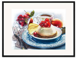 Gerahmter Kunstdruck Erdbeer-Käsekuchen