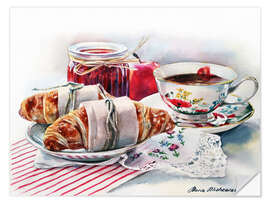 Selvklebende plakat Croissant with apple jam