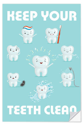 Selvklebende plakat Keep your teeth clean