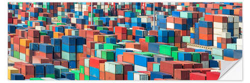 Vinilo para la pared Industrial Shot of a Container Terminal With Colourful ISO Containers