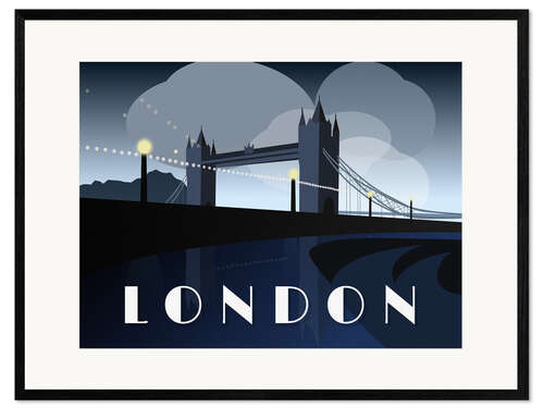 Plakat artystyczny premium w ramie London Tower Bridge Art Deco style