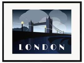 Plakat artystyczny premium w ramie London Tower Bridge Art Deco style