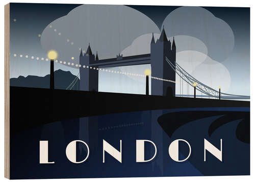 Holzbild London Tower Bridge Art Deco Stil