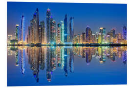 Foam board print Dubai Marina, blue glow