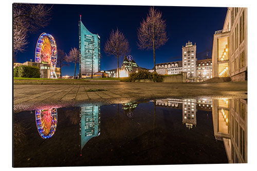 Aluminiumsbilde Augustusplatz in Leipzig in the mirror