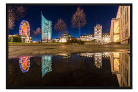 Gerahmter Kunstdruck Augustusplatz in Leipzig im Spiegel