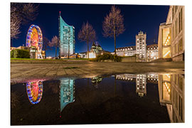 Foam board print Augustusplatz in Leipzig in the mirror