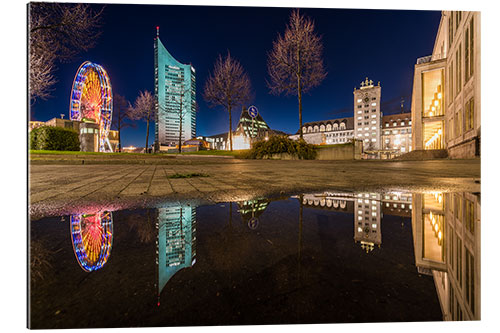 Quadro em plexi-alumínio Augustusplatz in Leipzig in the mirror