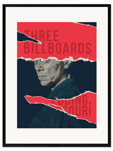 Ingelijste kunstdruk Three billboards outside ebbing missouri
