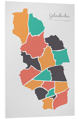 Foam board print Gelsenkirchen city map modern abstract with round shapes