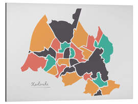 Aluminium print Karlsruhe city map modern abstract with round shapes