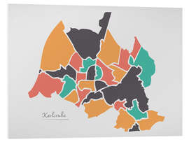 Foam board print Karlsruhe city map modern abstract with round shapes