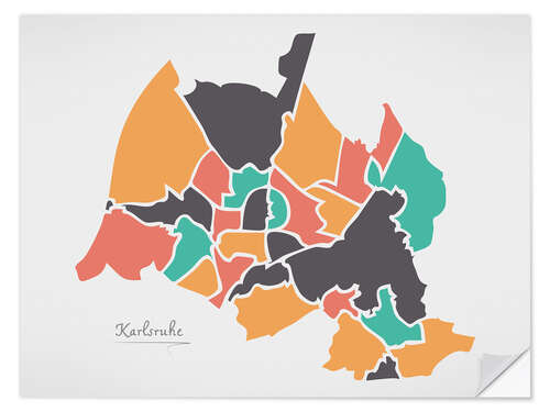 Sisustustarra Karlsruhe city map modern abstract with round shapes