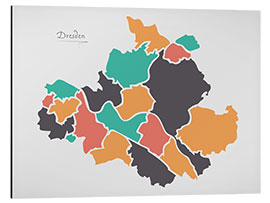 Aluminium print Dresden city map modern abstract with round shapes