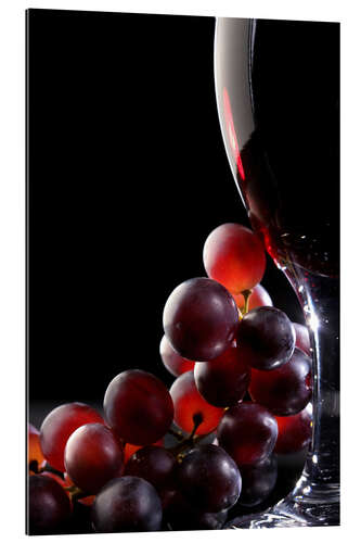 Quadro em plexi-alumínio Red grapes and glass of wine