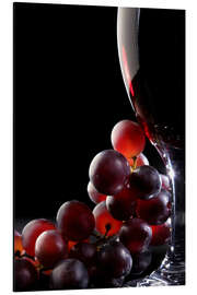 Magnettafel Rote Trauben und ein Glas Wein