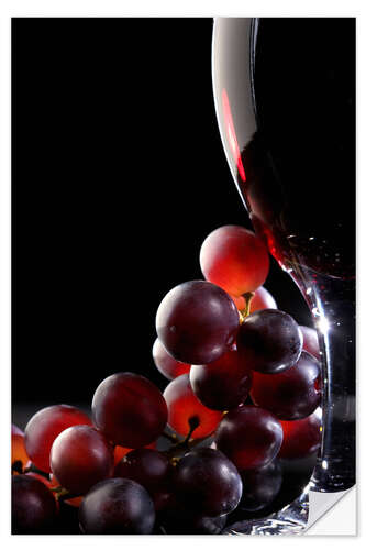 Wall sticker Red grapes and glass of wine