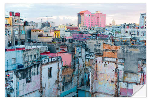 Selvklæbende plakat Authentic view of a street of Old Havana