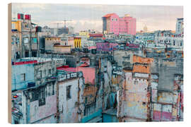 Wood print Authentic view of a street of Old Havana